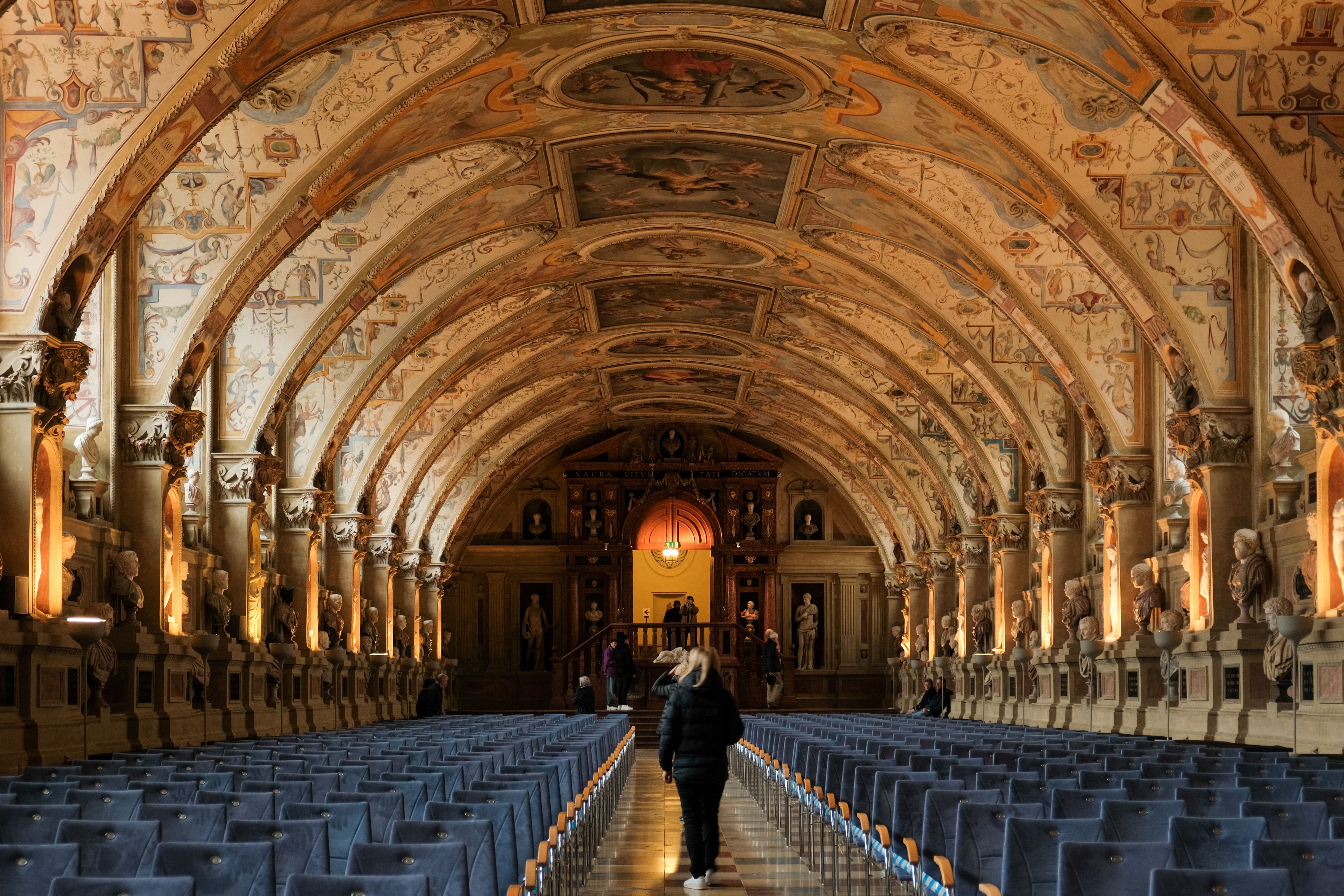 Ornate Renaissance hall inside Munich Residenz